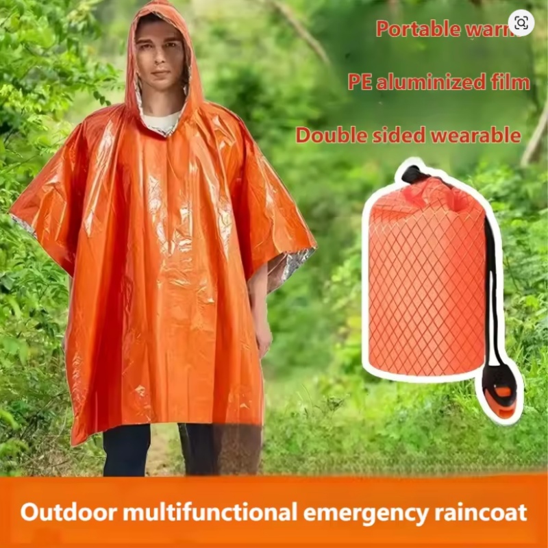 Survival Blanket Reflective - Poncho d'urgence 4 pièces, couverture imperméable