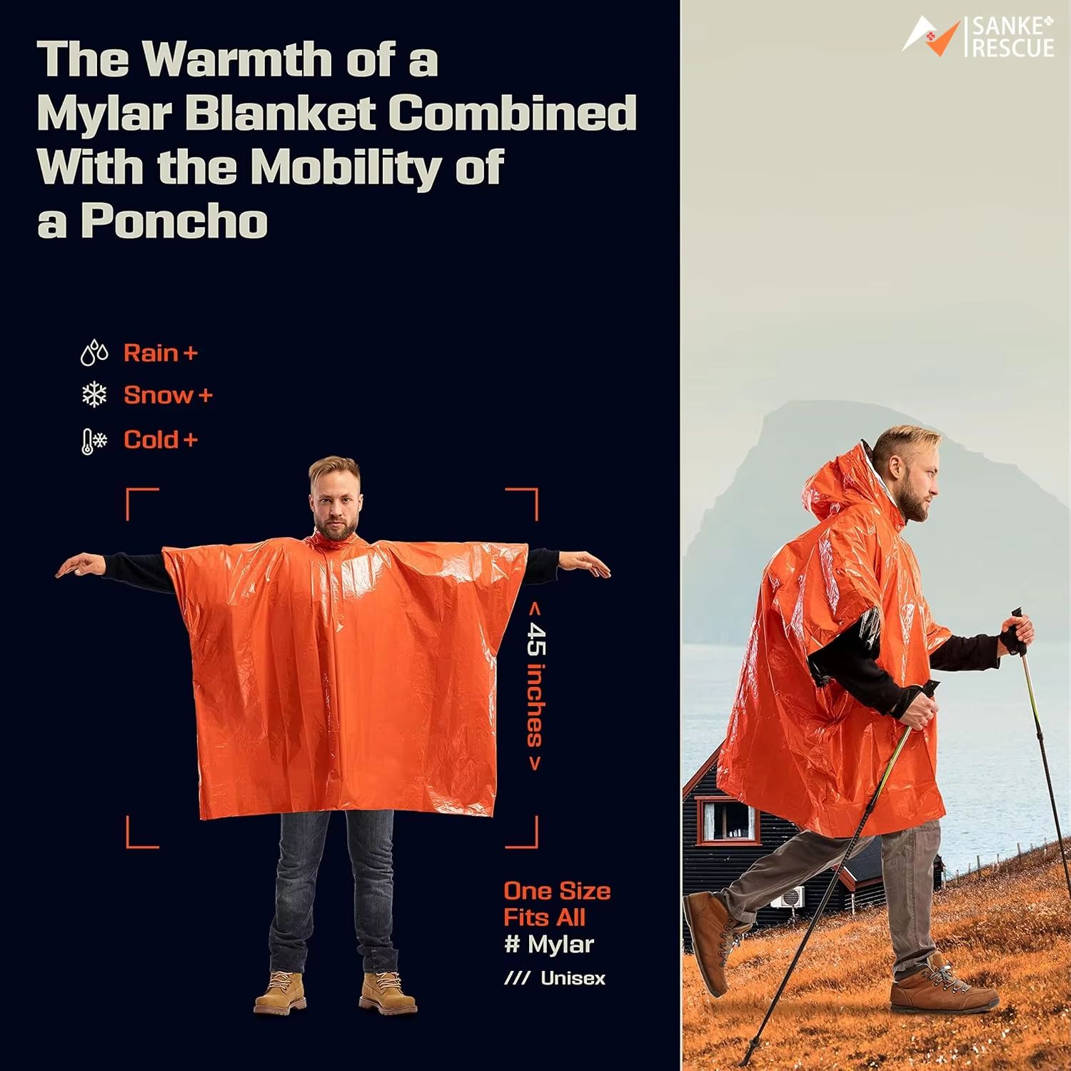 Poncho de pluie d'urgence, cou - Emergency Poncho Rain avis et prix
